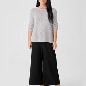 Eileen Fisher gray‎ organic linen cotton slub sweater large lagenlook minimalist